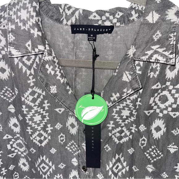 JANE AND DELANCEY Charcoal Aztec Button Down M NWT - Picture 6 of 8